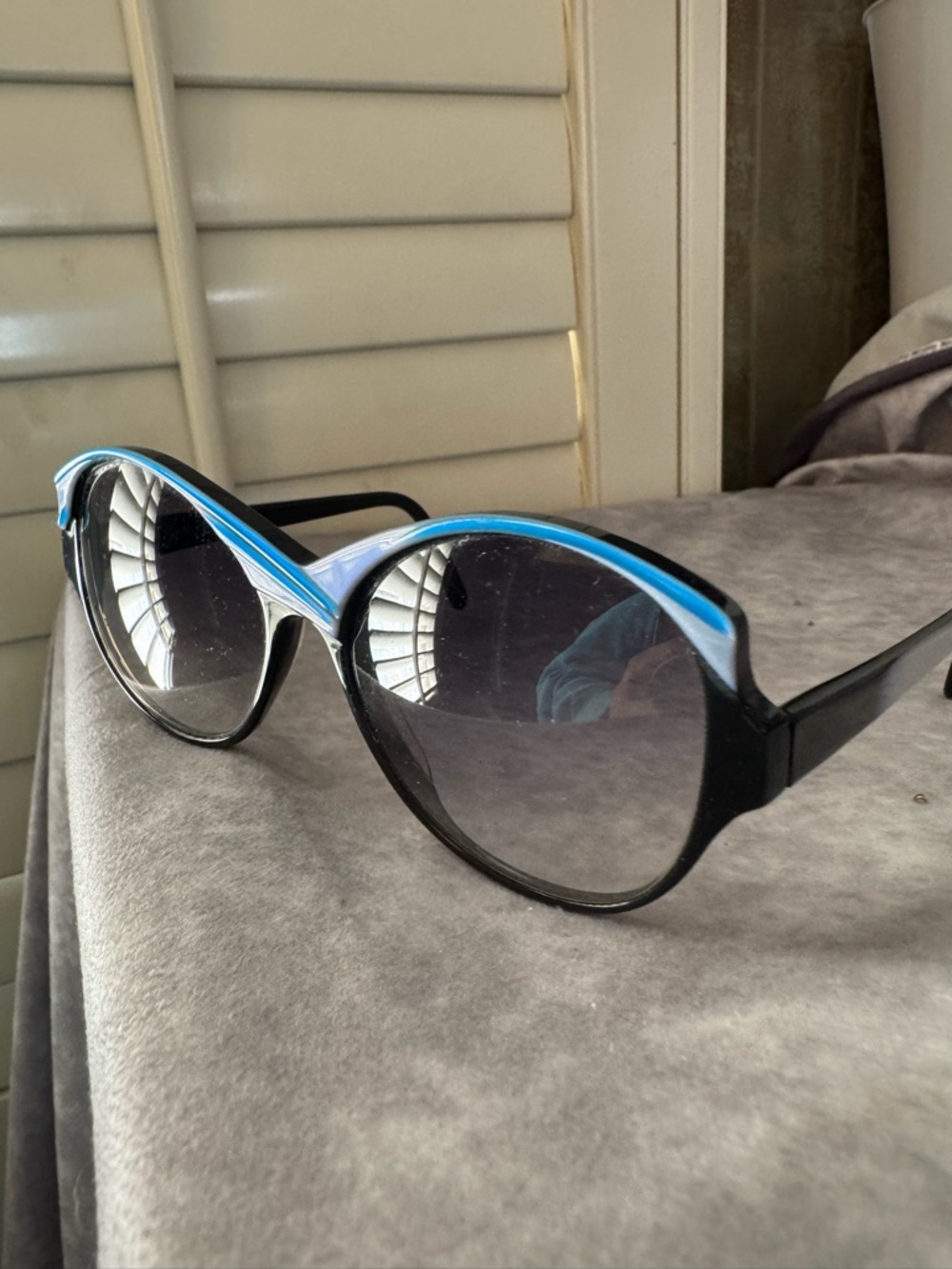 Leonard De Neffe Turquoise blue swirl Black Sunglasses